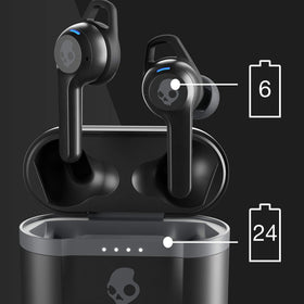 Close-up of Skullcandy Indy Evo earbud texture highlighting secure fit and comfort