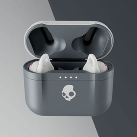 Skullcandy Indy Evo earbud close-up showing touch surface and mesh, improved fit