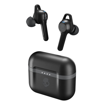Skullcandy Indy Evo front view showing compact case and earbuds for convenient storage