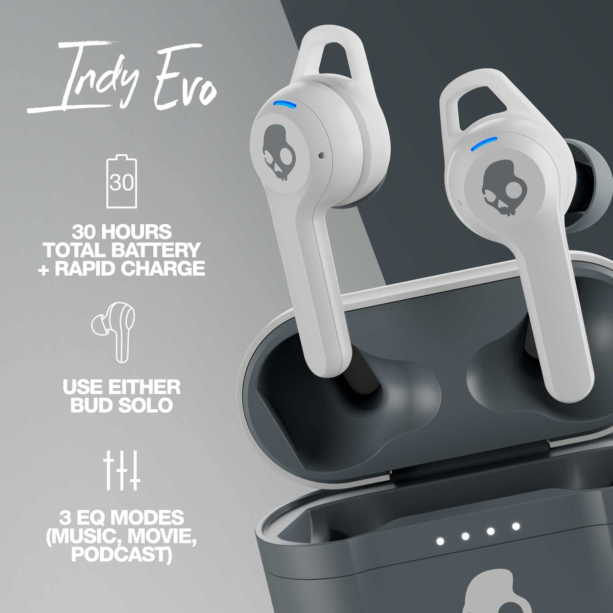 Person wearing Skullcandy Indy Evo while running, demonstrates secure workout use