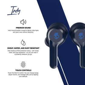 Skullcandy Indy Indigo touch controls enable easy music and call management.
