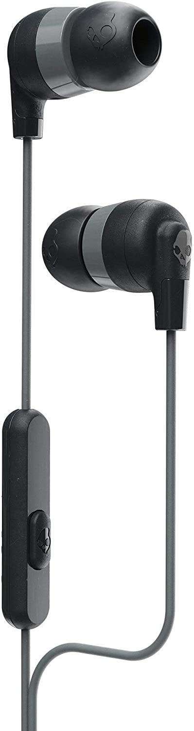 Skullcandy Ink'd Plus earbuds black side view, lightweight and portable
