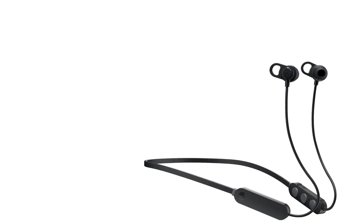 Skullcandy Jib XT earbuds in use during a workout, featuring sweat-resistant design.