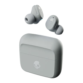 Skullcandy Mod front view showing light grey blue finish and compact case benefit