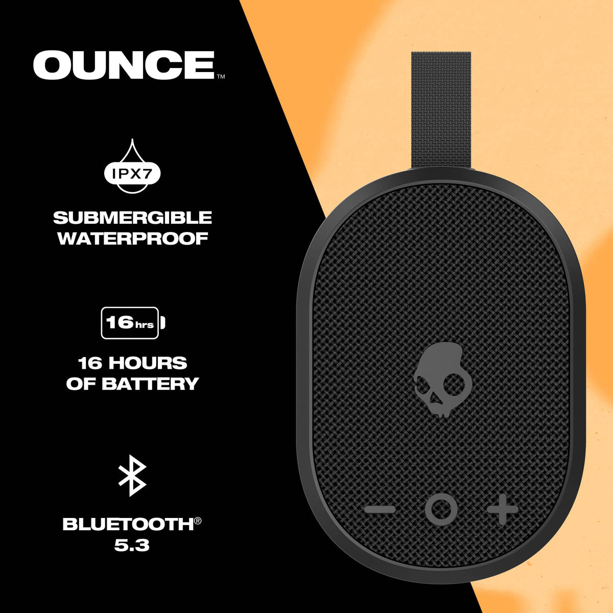 Skullcandy Ounce side view highlighting slim profile for easy packing.
