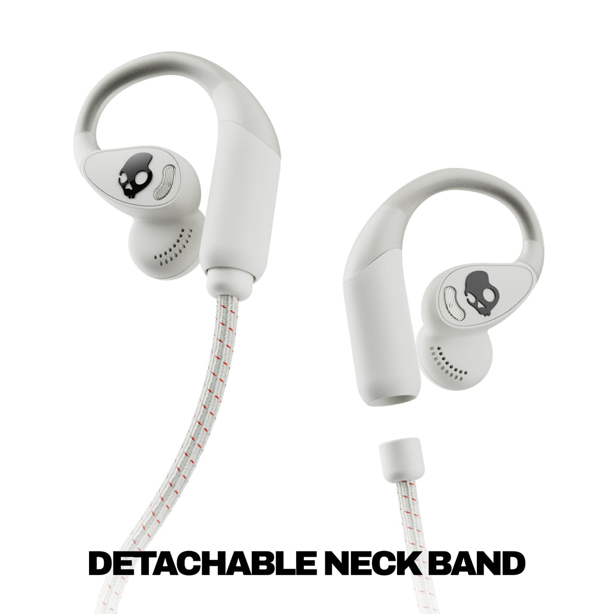 Skullcandy Push 540 neckband attachment close-up shows secure fit.