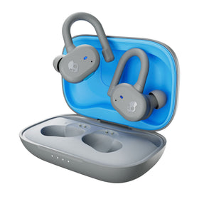 Skullcandy Push Active front view showing earbuds and compact case, highlighting portability