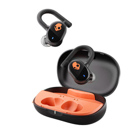 Skullcandy Push Play Active earbuds in hand show compact design for workouts