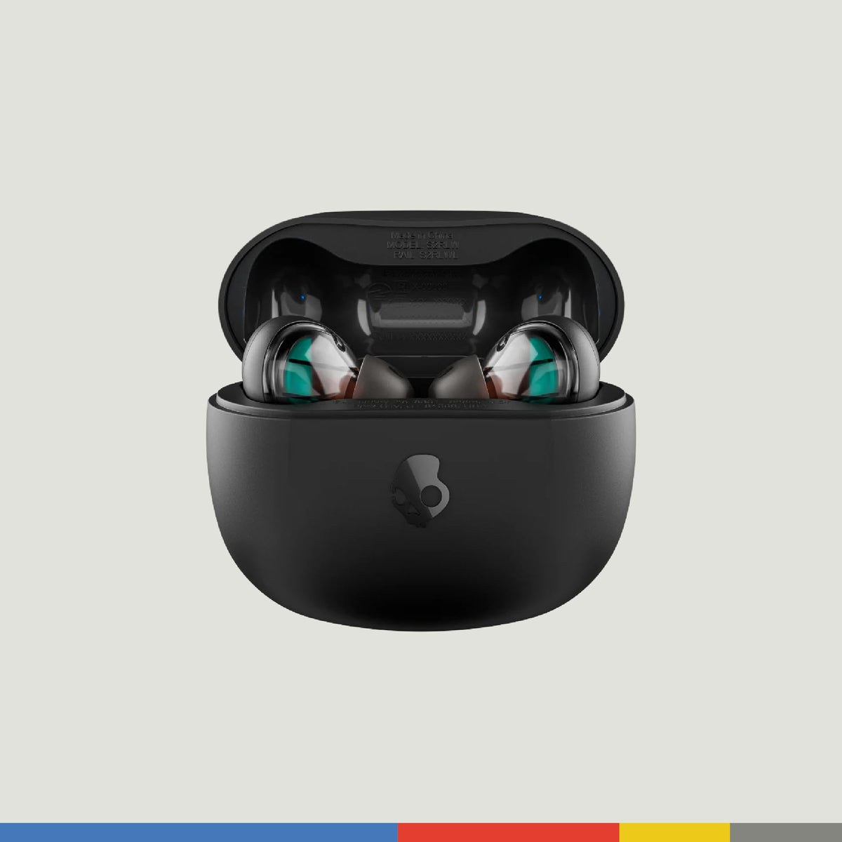 Skullcandy Rail open charging case displaying battery-ready earbuds and rapid-charge convenience