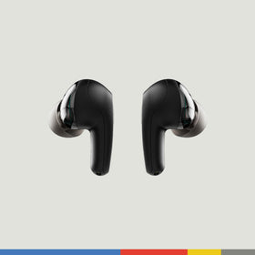 Close-up of Skullcandy Rail earbud detailing fit and sweat-resistant surface for workout use