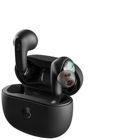 Charging case open showing Rail XT's extended battery life
