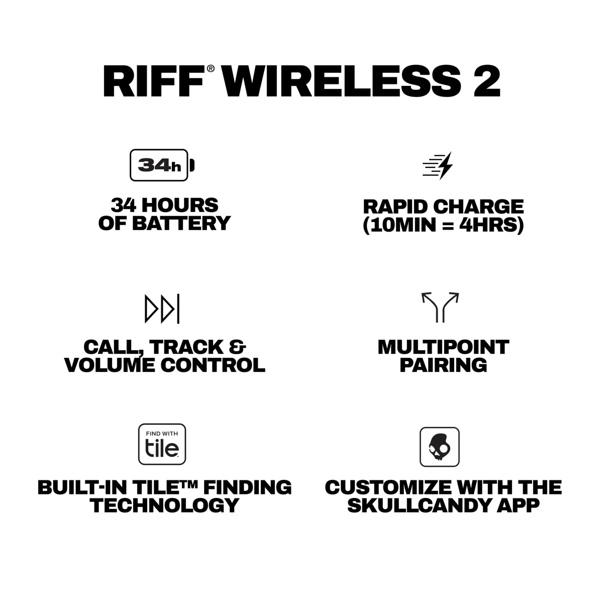 Skullcandy Riff Wireless 2 control buttons detail for easy call and track control