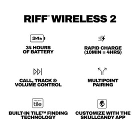 Skullcandy Riff Wireless 2 control buttons detail for easy call and track control