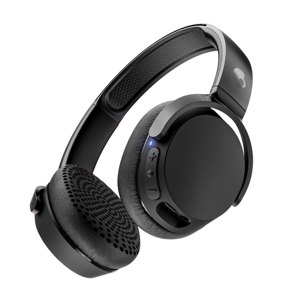 Skullcandy Riff Wireless 2 front view showing sleek black finish and portability benefit