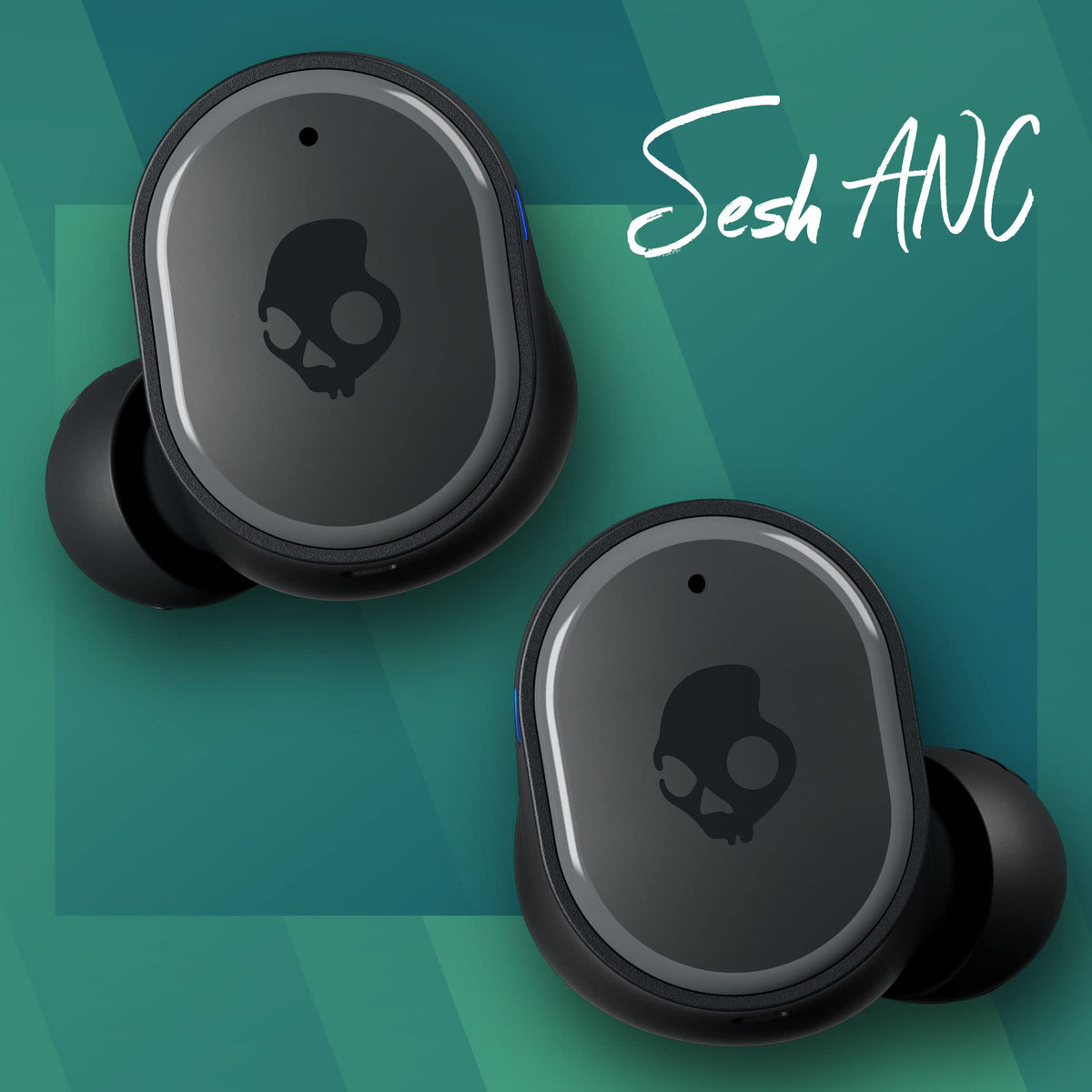 Close-up of Skullcandy Sesh ANC true black mic setup for calls.