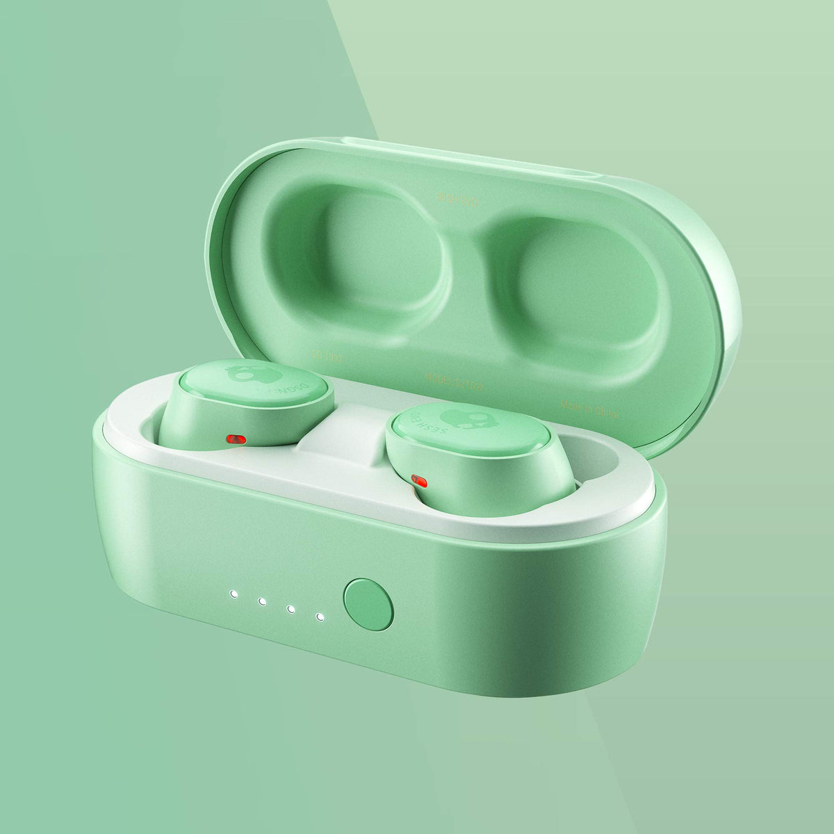 Skullcandy close-up of mint earbud texture for secure fit