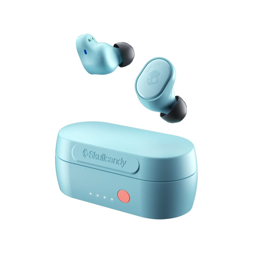 Skullcandy Sesh Evo true wireless earbuds in case for convenient charging on the go.