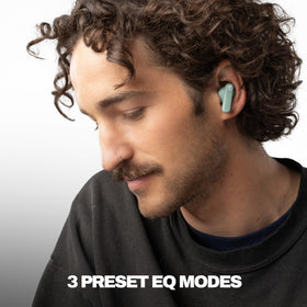 Skullcandy Smokin’ Buds open charging case in Preppy Sage, highlights battery convenience