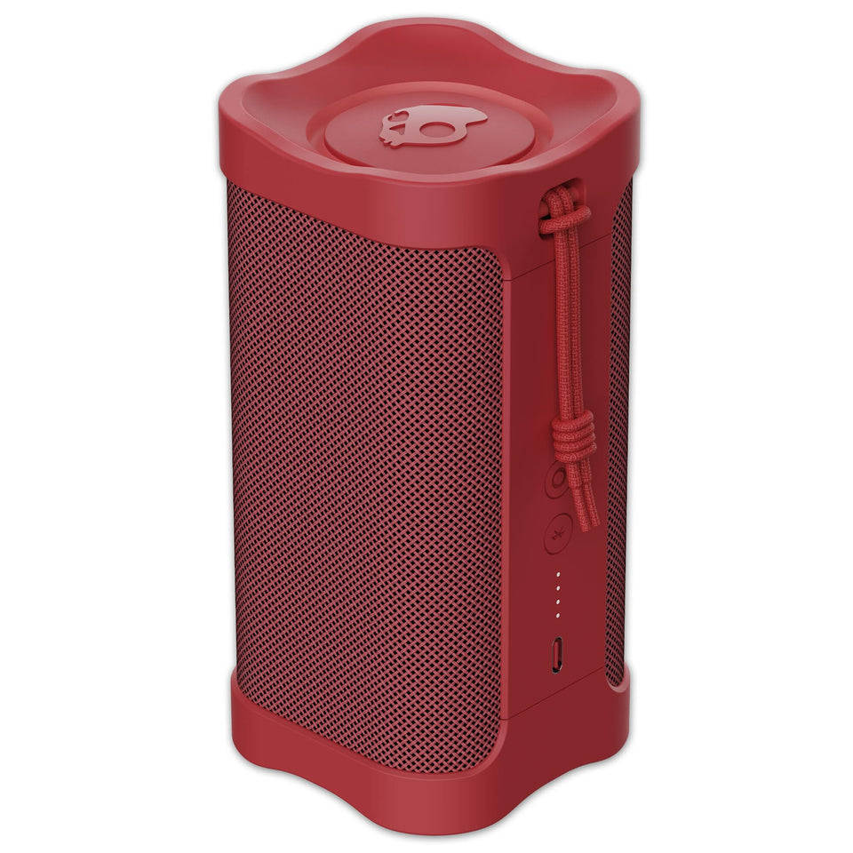 Skullcandy Terrain front view showing controls and bold red finish for easy visibility