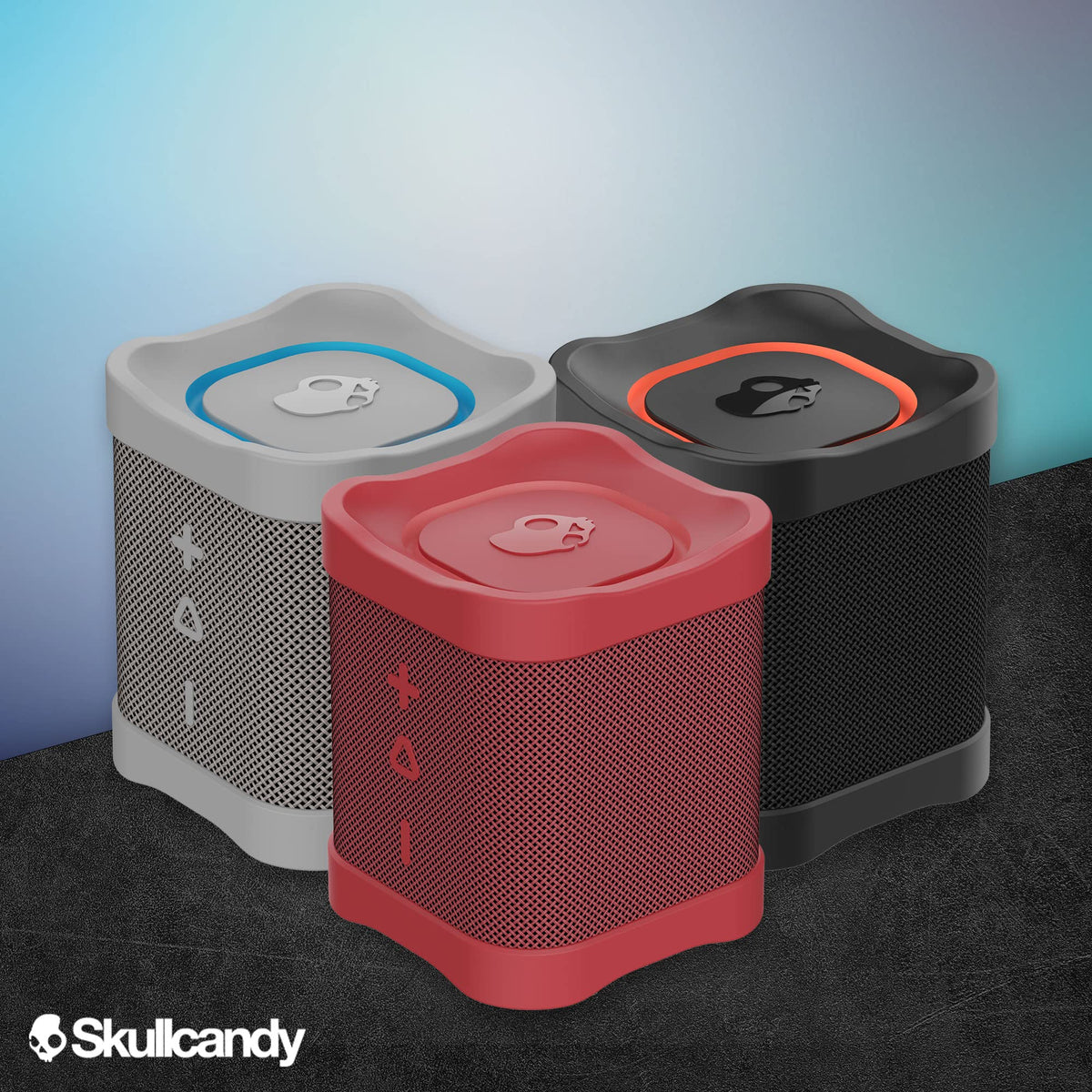 Lifeworks Skullcandy Terrain Mini beside included USB-C charging cable for quick recharging