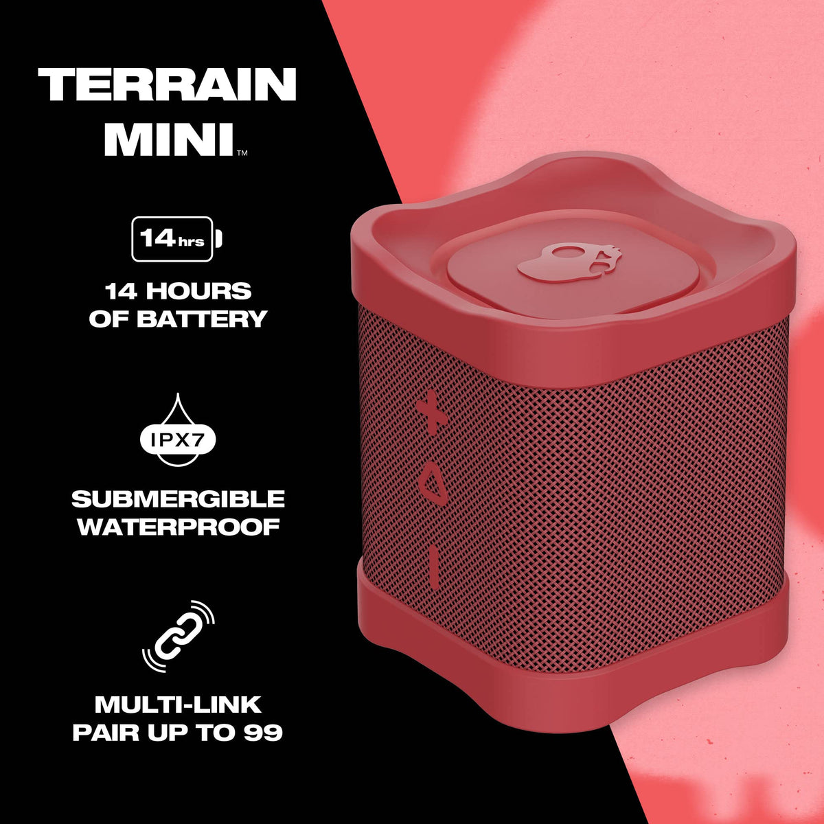 Lifeworks Skullcandy Terrain Mini close-up of woven mesh highlighting water resistance