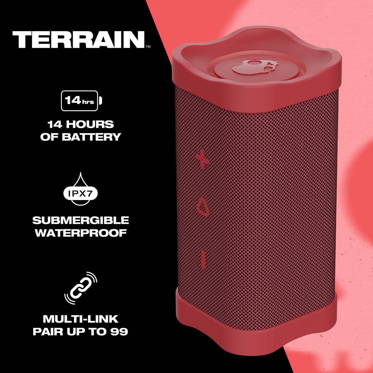 Skullcandy Terrain side profile highlighting sturdy housing and durable construction benefit