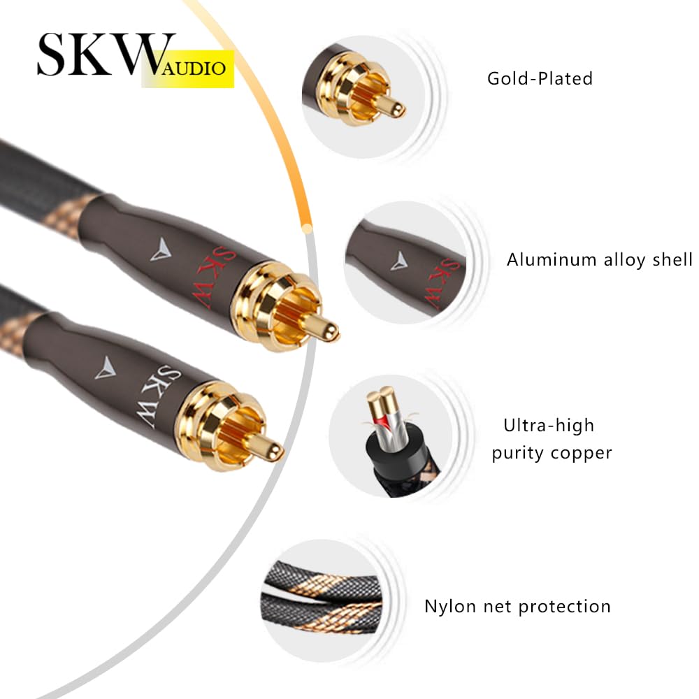 Dual 2RCA connectors with gold plating on SKW cable for stable contact.