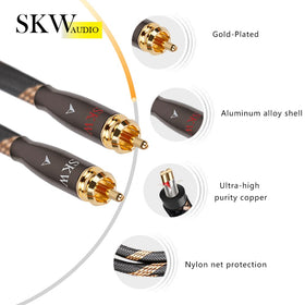 Dual 2RCA connectors with gold plating on SKW cable for stable contact.