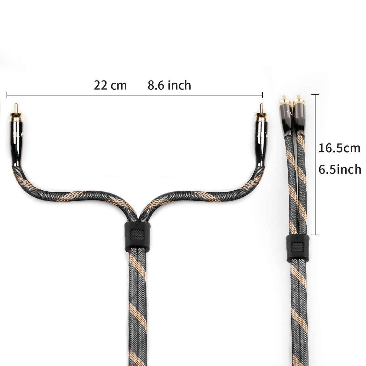 7mm outer diameter and flexible routing of SKW nylon-braided cable.