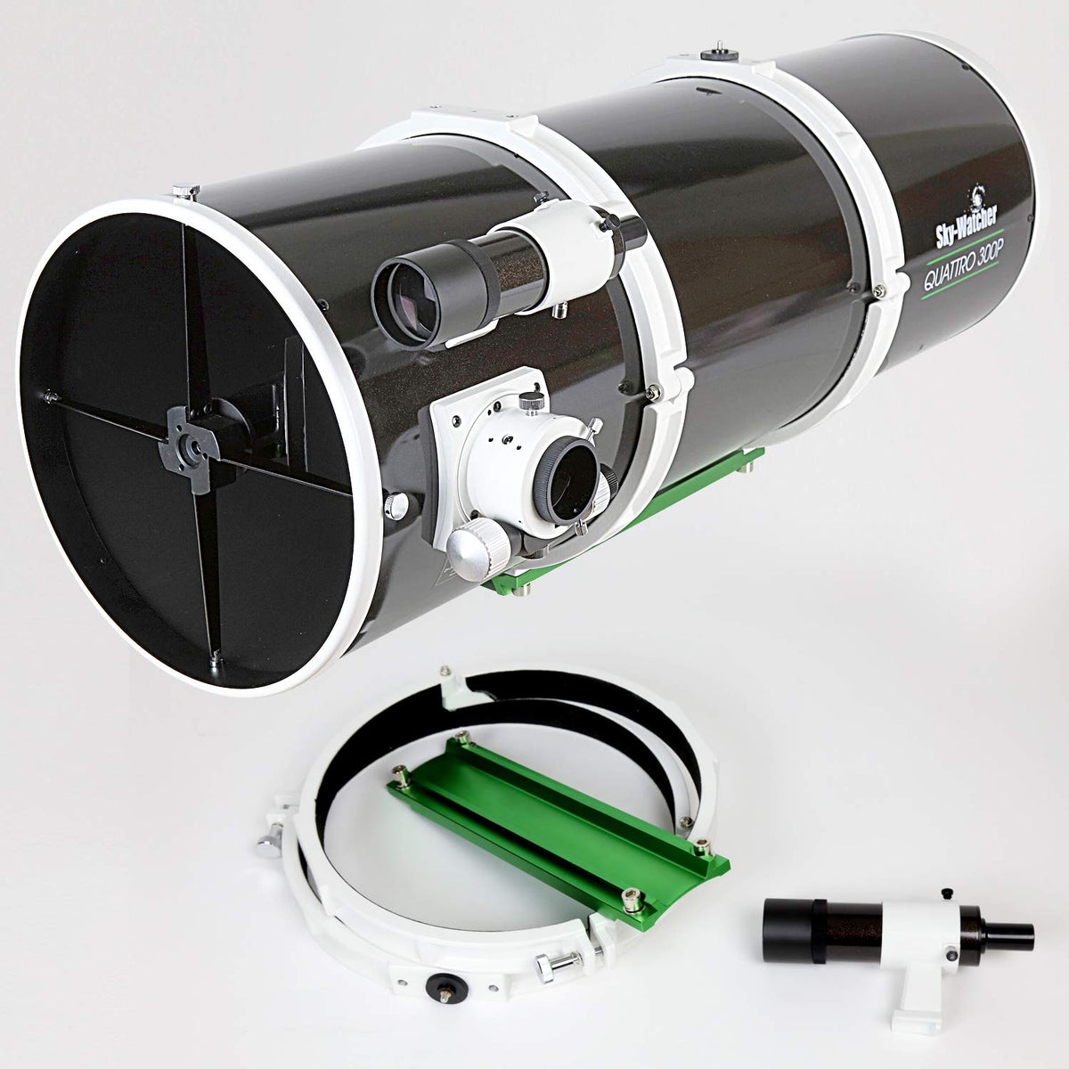 Sky-Watcher Quattro 300P imaging tube front view shows rugged build for reliable astrophotography.