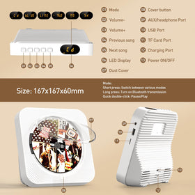 SKYANS CD Player tilted stand and LCD display for easy viewing