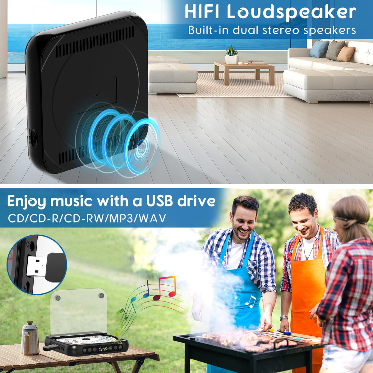 SKYANS transmitting to Bluetooth headphones demonstrating wireless listening benefit