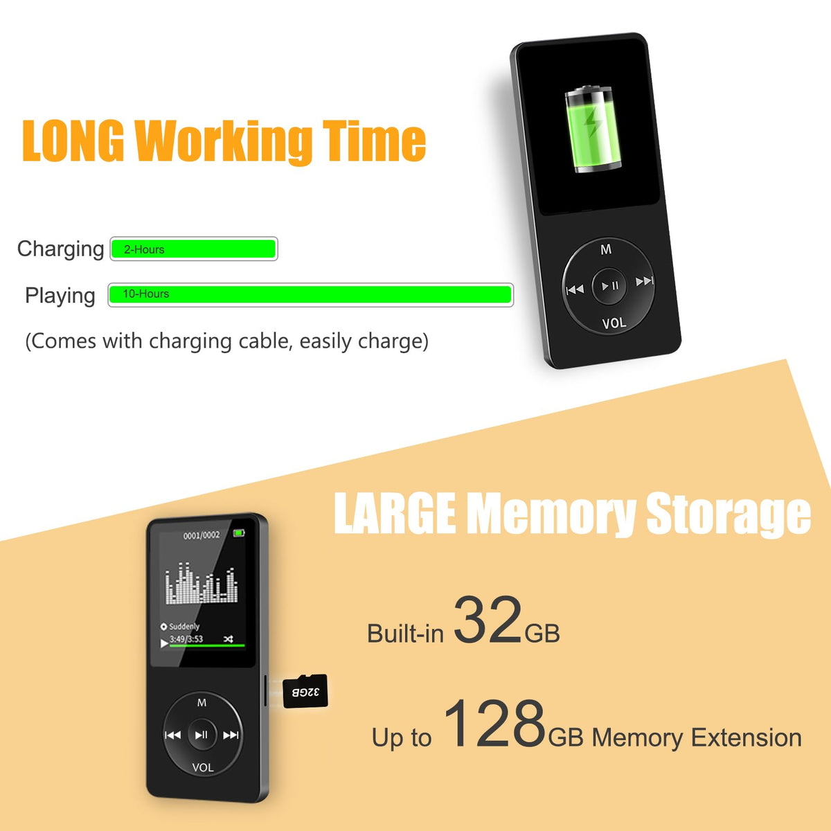 Skybess MP3 player portable design fits in a pocket for travel