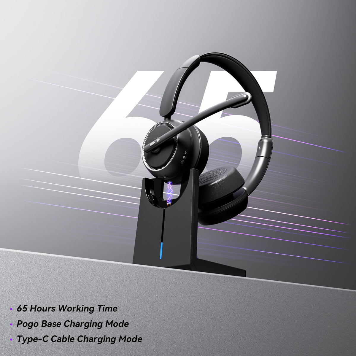 SKYCOMET headset worn in office setting demonstrating hands-free meeting benefit
