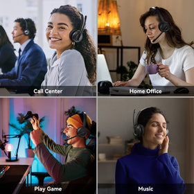 SKYCOMET headset next to laptop showing scale and professional use advantage