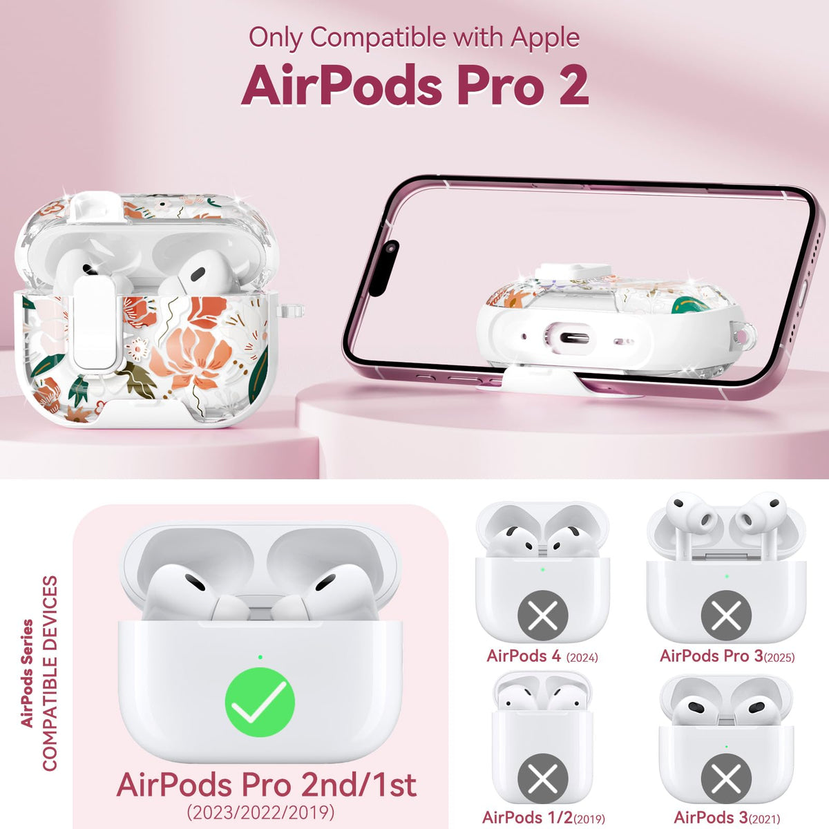 Skyconser AirPods Pro 2 case with phone stand provides hands-free viewing