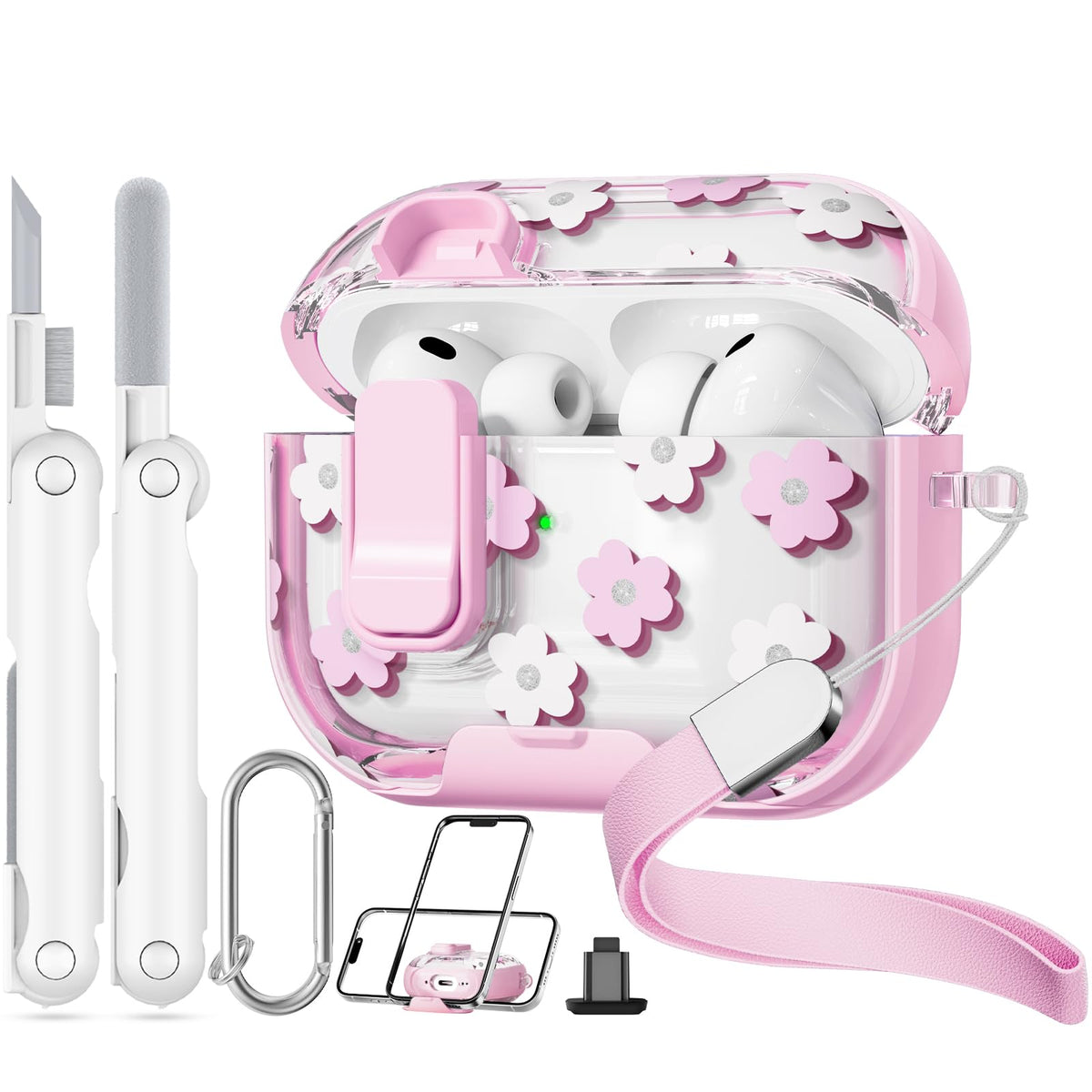 Skyconser AirPods Pro 3 case with floral pattern for stylish protection.