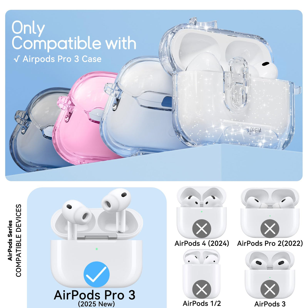 Skyconser AirPods Pro 3 case security lock keeps lid closed