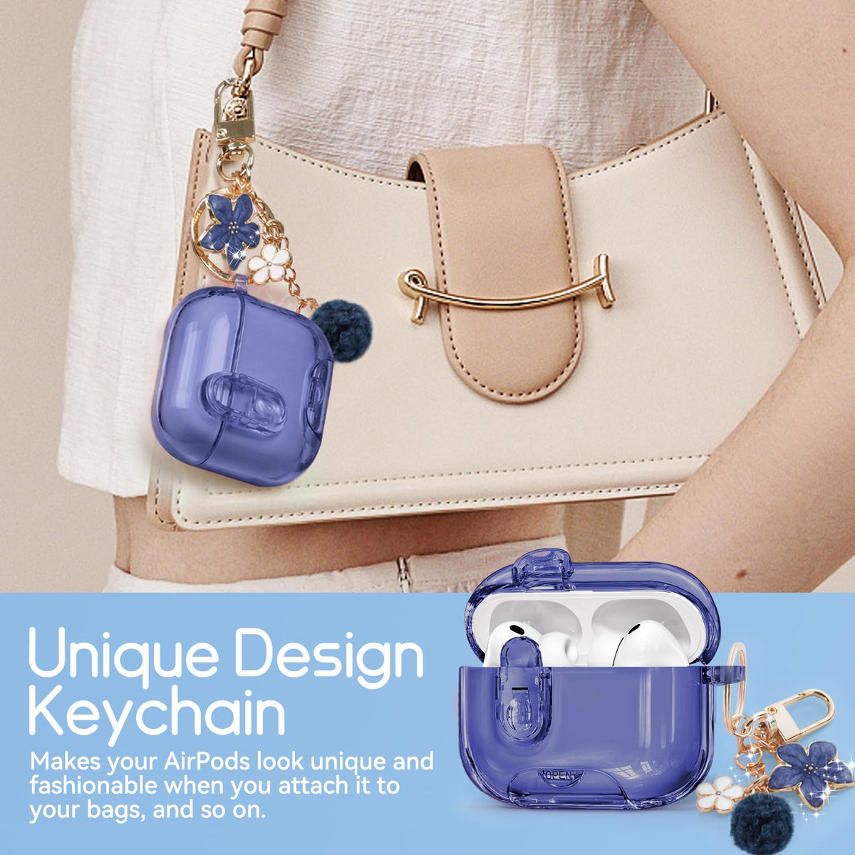 Skyconser midnight blue keychain adds bling and personal style.