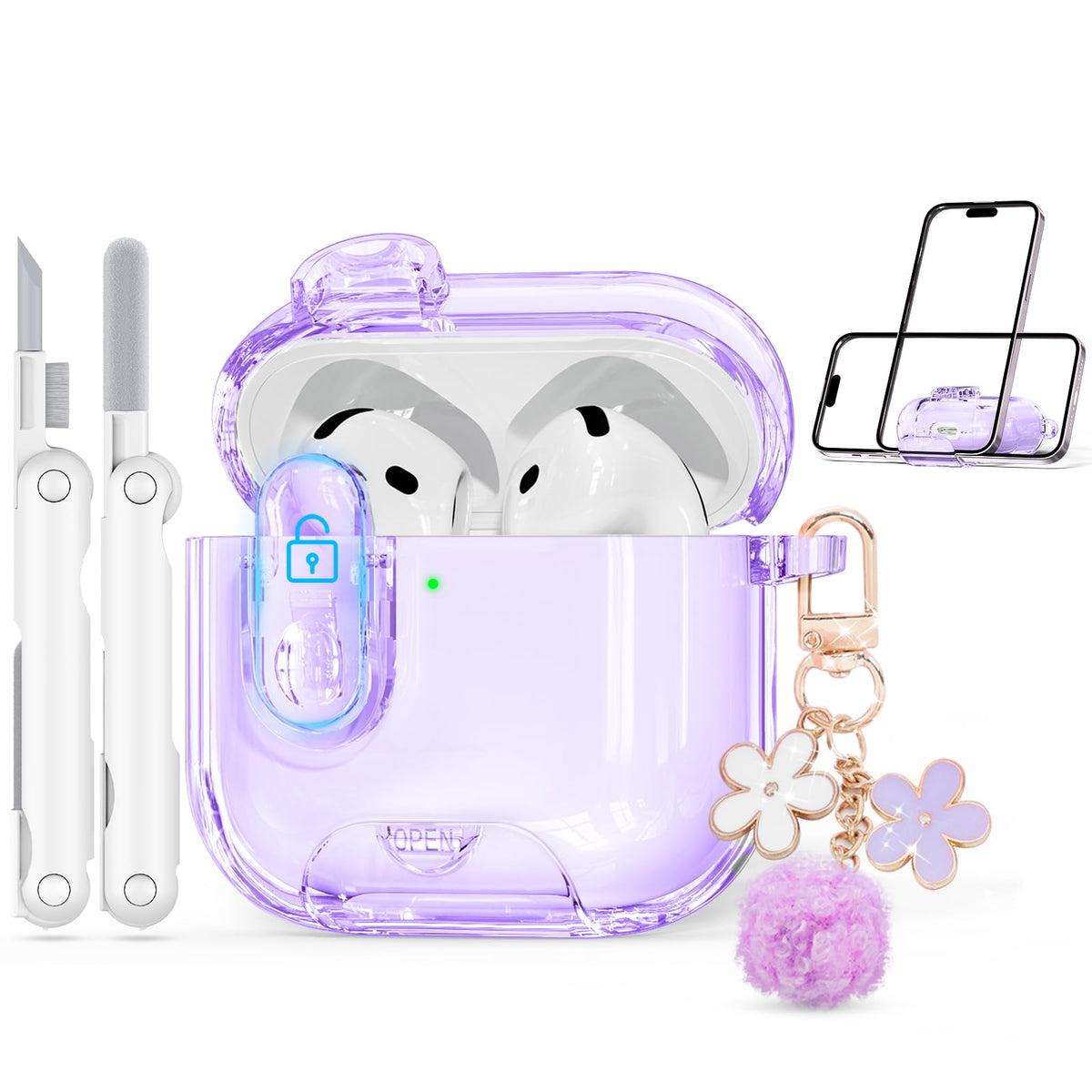 Skyconser AirPods 4 Case with security lock for secure closure