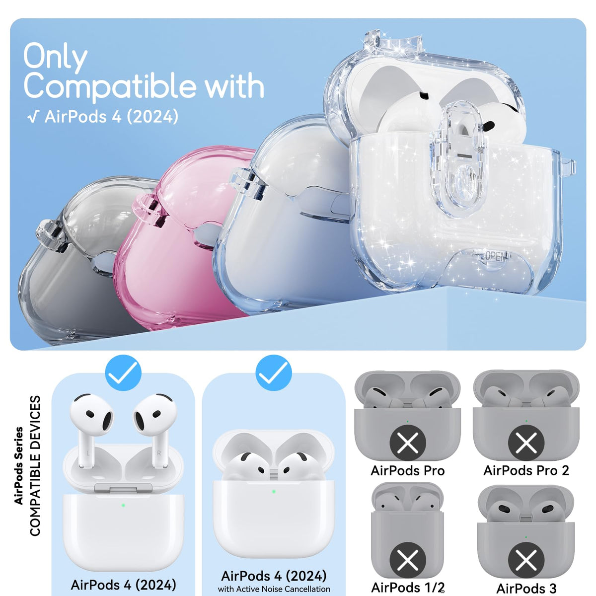 Skyconser AirPods 4th Gen case with safety lock for secure closure.