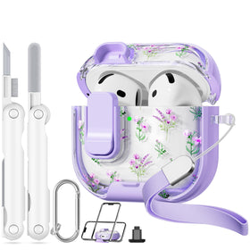Skyconser AirPods 4 case with clear floral design offering stylish protection.