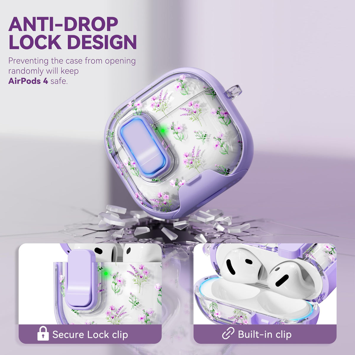 Skyconser AirPods 4 case featuring a built-in phone stand for hands-free use.