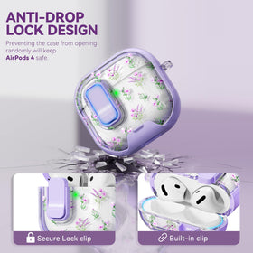 Skyconser AirPods 4 case featuring a built-in phone stand for hands-free use.