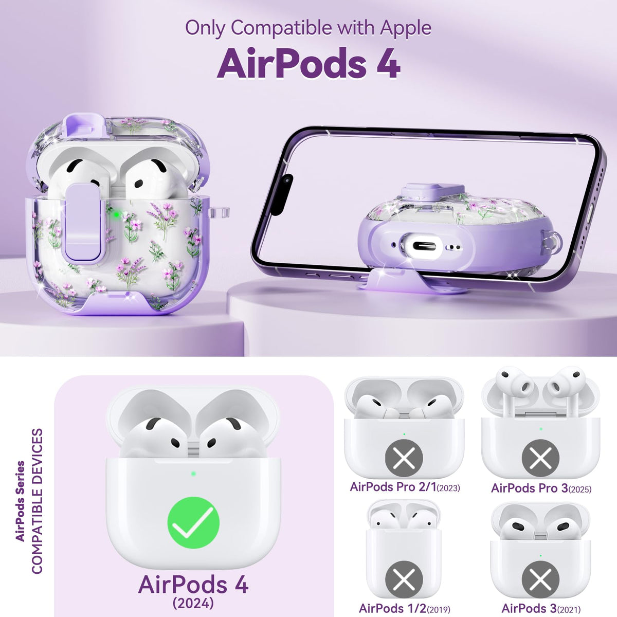 Skyconser AirPods 4 case showing the safety lock for secure closure.