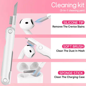 Cleaning kit with dual head pen cleans without harming components.