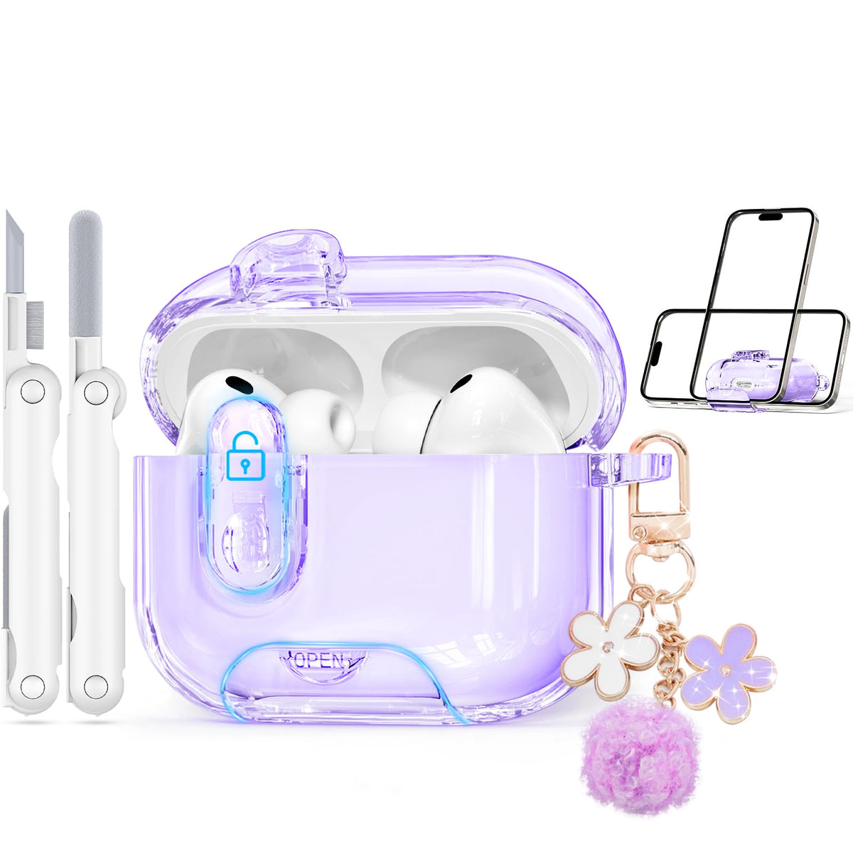 Skyconser clear case for AirPods Pro 3 shows original color with 360° protection.