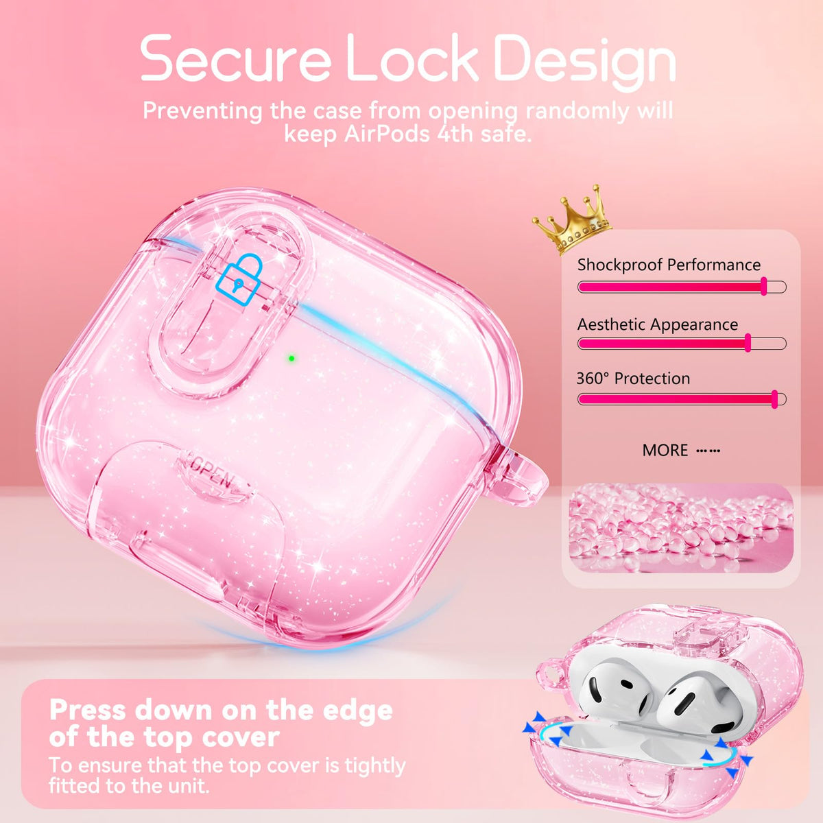Skyconser glitter pink keychain adds stylish flair for AirPods 4.
