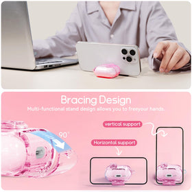 Soft TPU shell cushions drops while showcasing the AirPods color.