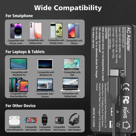 Skyvast 100W USB-C charger cable length 1.5m for flexible placement.